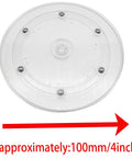 Top view of Two Pack Four Inch Lazy Susan Turntables With Acrylic Ball Bearing For 360 Degree Rotation, showing clear acrylic construction