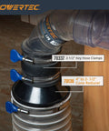 Installed four inch to two and one half inch cone reducer for dust collection fittings hose to hose connection with clamps