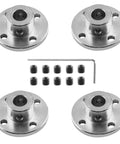 Four Pack 8mm Flange Shaft Couplings With 16mm Body And 8mm Bore 16mm Outer Diameter 13mm Total Height And 24mm Pedestal Spacing M4 Screws And Hex Wrench Included Tight Space Metal Joints For RC Models Robotics And Small Machinery