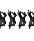 Four Pack Black Swivel Double Truss Clamps For Two Inch Truss Tubes, 360 Degree Wrap Around DJ Stage Lighting Clamp, Maximum Load 220 Lb