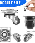 Product size details of Four Pack Half Inch Low Profile Caster Wheels With Rubber Rollers For Small Furniture Cabinets Drawers And Appliances