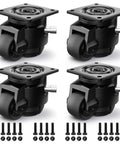 Four Pack Leveling Casters With Adjustable Height For Heavy Duty Swivel Plate Retractable Caster Wheels Set Of Four For Workbenches Machines Equipment And Shelves, Industrial Mobility And Stability, 2200 Lbs Capacity.