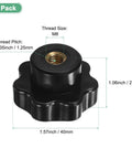 Four Pack Seven Star Knobs With M8 Female Thread And 40mm Seven Pointed Head Brass Screw On Threaded Knobs For Machinery Electronics.