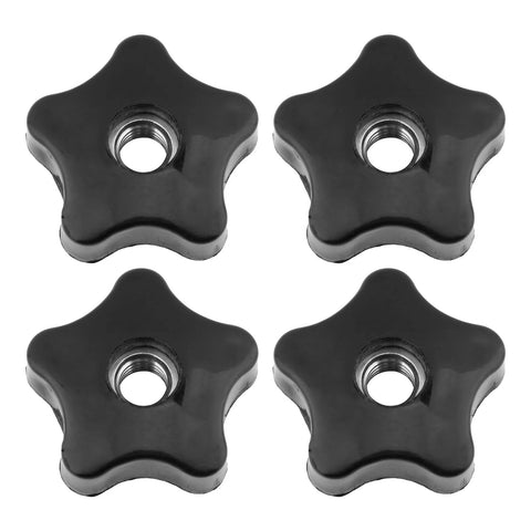 Four Pack T Track Knobs For Sawing And Drilling Machines Through Hole Three Eighths Inch Durable Five Star Through Threaded Knurled Nuts