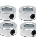 Four Pack 0.75 Inch Bore Solid Steel Shaft Collars Zinc Plated For Machinery And Industrial Use With Socket Cup Point Set Screws