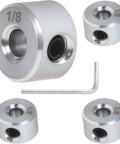 Four Piece 1/8 Inch Bore Shaft Collar Set Zinc Plated Solid Steel With Set Screw 3/8 Inch Outer Diameter And 1/4 Inch Width For Wheelbarrow Axles