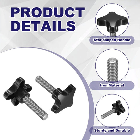 Four Point Knobs With Half Inch Thirteen UNC Threads And Two Point Zero Nine Inch Threaded Stud Star Clamping Knobs For Hand Tightening