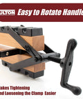 Close-up of 2 Pack Four Way Pressure Clamps For Clamping Panels From All Directions Ideal For Woodworking Projects with rotating handle.