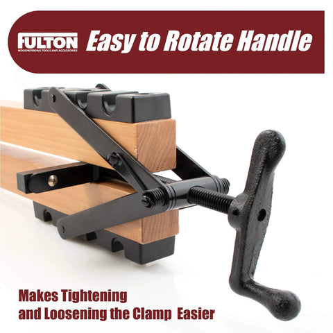 Close-up of 2 Pack Four Way Pressure Clamps For Clamping Panels From All Directions Ideal For Woodworking Projects with rotating handle.