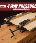 2 Pack Four Way Pressure Clamps for clamping panels from all directions ideal for woodworking projects by Peachtree Woodworking Supply
