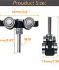 Four Wheel Silent Trolley Rollers Assembly For Unistrut Channel With Hidden Bolt Design dimensions illustration