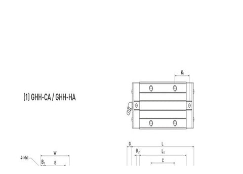 Technical drawing of ✝️ FPBIGCHA Guide Slide(GEH15CA-P) illustrating dimensions and design for CNC axis motion and smooth linear travel.