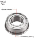 FR188ZZ Flanged Ball Bearing One Quarter Inch Bore One Half Inch Outer Diameter Three Sixteenth Inch Thick Double Shield Chrome Steel
