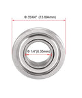 FR188ZZ Flanged Ball Bearing One Quarter Inch Bore One Half Inch Outer Diameter Three Sixteenth Inch Thick front view