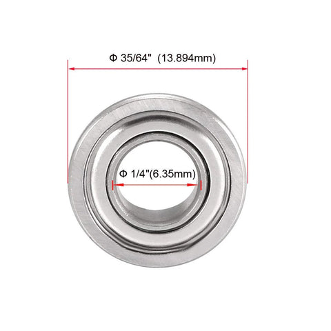 FR188ZZ Flanged Ball Bearing One Quarter Inch Bore One Half Inch Outer Diameter Three Sixteenth Inch Thick front view