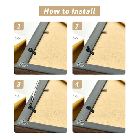 Installation steps for 120 Pcs Picture Frame Backing Clips With Turn Buttons And Screws Durable Iron Frame Hardware