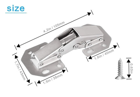 Hidden Frameless Cabinet Hinges 4 Pack DOBOGA Concealed 90 Degree Surface Mount Hinge in Nickel Finish with Size Measurements
