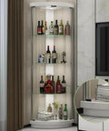 Frameless Glass Door Pivot Hinges 4 Pairs Adjustable Cabinet Door Clamps Fits 3 To 5 Mm Glass Free Swinging Black installed on wine cabinet