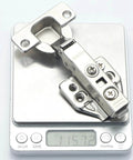 2pack Fully Covered American Style 105 Degree Frameless Cabinet Hinges weighing 115.72g on digital scale