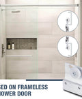 4 Pcs M 6145 Frameless Shower Door Roller Top Bracket Assembly with 3/4 in round plastic wheel installed on glass door