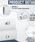 Product details of 2 pcs M 6054 frameless shower door rollers top bracket assembly with 3/4 inch round plastic wheel.