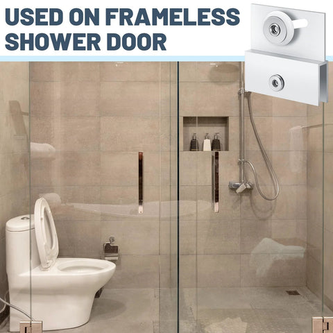 Four Pcs M 6054 Frameless Shower Door Rollers with Adjustable Top Bracket installed on frameless shower door with glass panels.