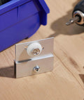 2 pcs M 6054 frameless shower door rollers top bracket assembly with 3/4 inch round plastic wheel, chrome plated aluminum bracket