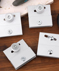 Four Pcs M 6054 Frameless Shower Door Rollers With Adjustable Top Bracket For Sliding Doors Three Quarter Inch Flat Round Plastic Wheel Aluminum Ball Bearing Replacement Pack