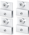 Four Pcs M 6054 Frameless Shower Door Rollers With Adjustable Top Bracket For Sliding Doors Three Quarter Inch Flat Round Plastic Wheel Aluminum Ball Bearing Replacement Pack