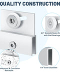 Four Pcs M 6054 Frameless Shower Door Rollers with Adjustable Top Bracket, 3/4 Inch Wheel, Aluminum Ball Bearing.