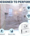 Bathroom with frameless glass shower and Four Pcs M 6054 Frameless Shower Door Rollers With Adjustable Top Bracket