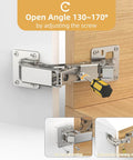 1 Pair 170 Degree Frameless Soft Close Cabinet Hinges, Heavy Duty Hidden Hydraulic Lazy Susan Hinges Installed on Wood Cabinet