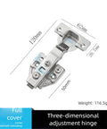 Diagram of 2pack Fully Covered American Style 105 Degree Frameless Cabinet Hinge, showing dimensions and adjustment features.