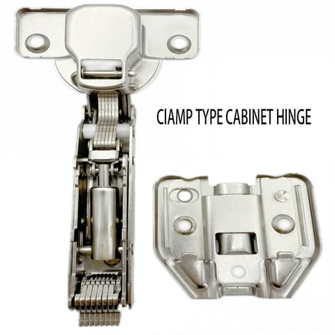 Close-up of 2pack Fully Covered American Style 105 Degree Frameless Cabinet Hinges showing hinge mechanism and mounting plate.