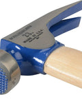 Framing hammer with a 23 oz milled head and nail starter grips nails flush and delivers controlled, heavy blows for wood framing