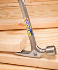 Framing Hammer 28 Oz Long Handle Straight Rip Claw With Milled Face And Shock Reduction Grip For Superior Leverage, Reduced Hand Fatigue, Precise Striking Power On Framing And Heavy Duty Carpentry, USA Made One Piece Forged Steel Construction E3 28SM
