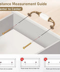 Distance measurement guide for French Style White Ceramic Cabinet Handle Set Of 2 With Zinc Alloy Pulls And Screws