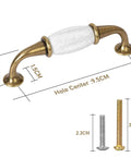 French Style White Ceramic Cabinet Handle Set Of 2 With Zinc Alloy Pulls And Screws for Cupboards Wardrobe Drawers Dresser 3.7 in spacing