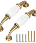 French Style White Ceramic Cabinet Handle Set Of 2 With Zinc Alloy Pulls And Screws For Cupboards Wardrobe Drawers And Dresser Retro Hardware