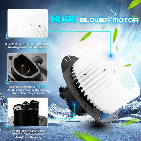 Front HVAC Heater Blower Motor Fan Assembly Replacement For Ford E Series Vans 1997 2014 E150 E250 E350 Econoline Club Wagon Super Duty With XC2Z 19805 BA 700022 FO3126109 330 58014 000 615 00603 showing product features and specifications.