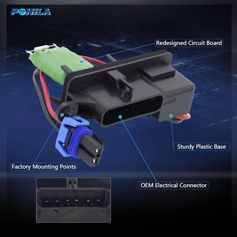 Front HVAC Blower Motor Resistor With Harness For Chevy GMC Express Savana Vans 1996 2014 Plug And Play with factory mounting points and OEM connector.