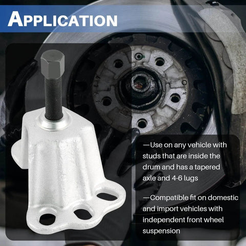 Universal Front Hub Installer Puller Tool For FWD Cars Heavy Duty Axle And Wheel Hub Removal Device in application on wheel