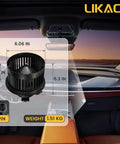 Front HVAC Blower Motor 700089 For Chevrolet Tahoe 2000 2006 Silverado Avalanche Suburban GMC Sierra Yukon Cadillac Escalade Replacement Fan Fits Front Cabin Climate Control Likaci in car interior with dimensions shown