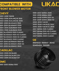 Front HVAC Blower Motor 700089 For Chevrolet Tahoe 2000 2006 Silverado Avalanche Suburban GMC Sierra Yukon Cadillac Escalade Replacement Fan Fits Front Cabin Climate Control Likaci