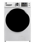 Efficient 4.5 cu ft front-load washer with steam stain removal and Accela Wash in white, ENERGY STAR certified, front view.