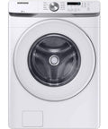 Efficient front load washer and electric dryer bundle delivers quiet performance, 4.5 cu ft washer with VRT Plus, white finish, front view.