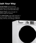 Efficient 4.5 cu ft front-load washer with steam stain removal and Accela Wash to cut laundry time, delivering powerful cleaning and gentler care, ENERGY STAR certified. Side view.