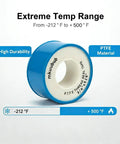Roll of Three Quarter Inch PTFE Thread Tape for Plumbers White Teflon Tape 520 Inches Long with temperature range details