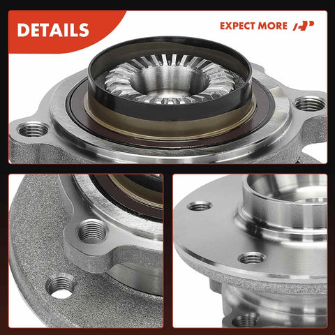 Close-up view of Two Front Wheel Bearing And Hub Assemblies For BMW X1 E84 AWD 2012 2013 2014 2015 Direct Fit Replacement
