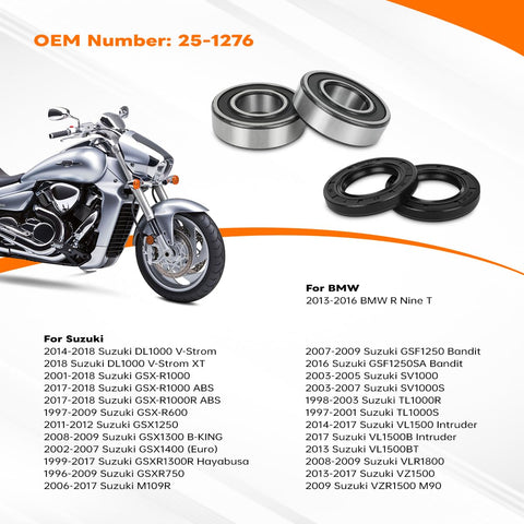 Race-Ready Front Wheel Bearing And Seal Kit For BMW R Nine T 2013 2016 And Suzuki DL1000 GSF1250 GSX-R1000 SV1000 1996 2018 ABS Compatible